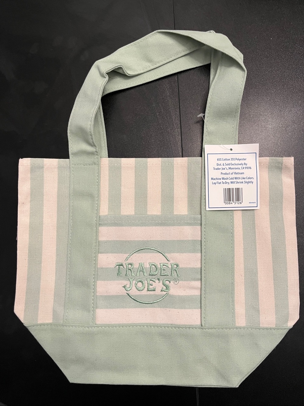 Trader Joe’s Striped Mini Canvas tote bag, Set of 4 Blue,pink,beige,lavenderNWT - Picture 9 of 9